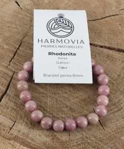 Bracelet Rhodonite Unie - Perles 8mm, 1 pièce